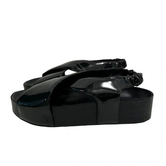 Simon Miller Dip Patent Vegan Leather Platform Slingback Sandals Black Size 8 - Picture 5 of 11